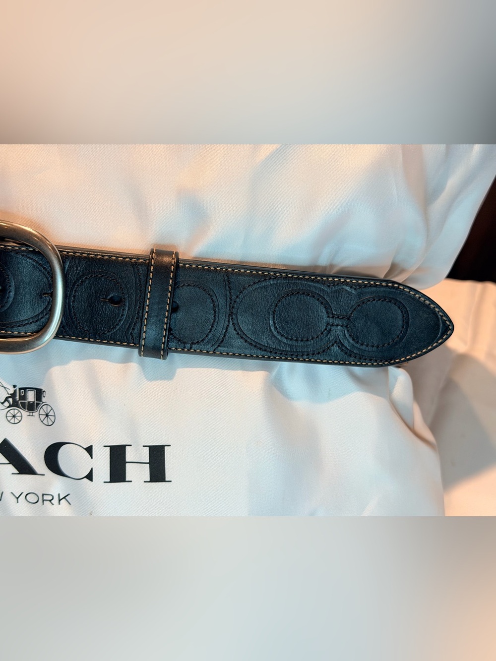 Coach 2018 Signature Embossed Buckle Belt (#C8 90080) Large - Picture 3 of 9